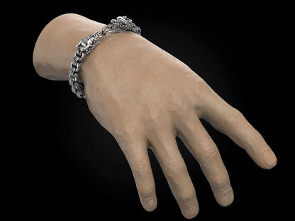 Unique Two Headed Dragon Bracelet for Men |  Sterling Silver Bracelet | Men's Jewelry | With Certificate of Authenticity and  Hallmark