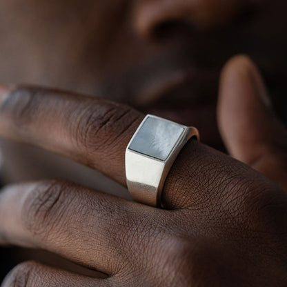 Gental Gems by Karat Kings | Unique Turkish Style Ring with Natural Pearl |  Sterling Silver Oxidized Ring