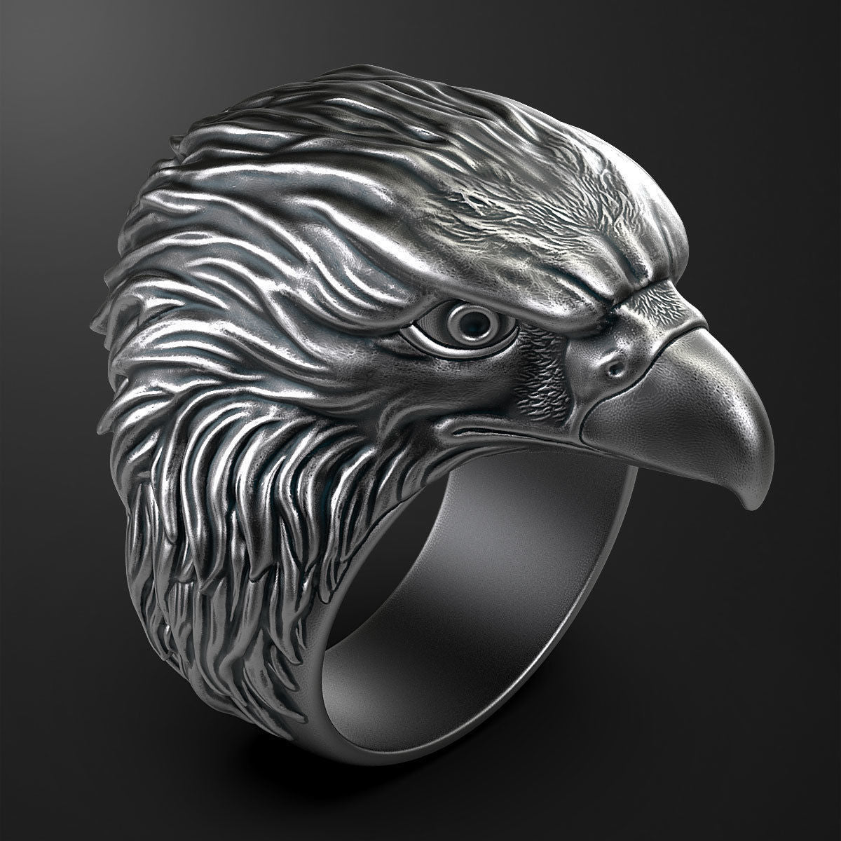 Gental Gems by Karat Kings | Unique Designed Eagle Ring |  Sterling Silver Oxidized Ring