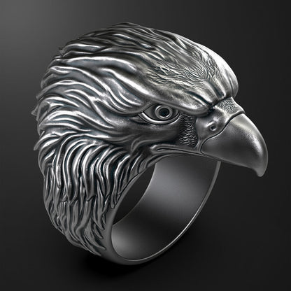 Gental Gems by Karat Kings | Unique Designed Eagle Ring |  Sterling Silver Oxidized Ring