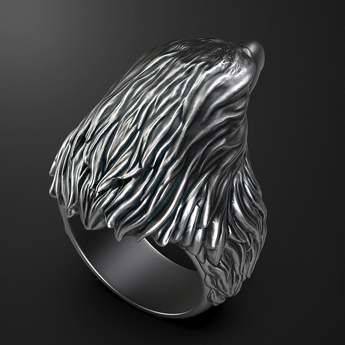 Gental Gems by Karat Kings | Unique Designed Eagle Ring |  Sterling Silver Oxidized Ring