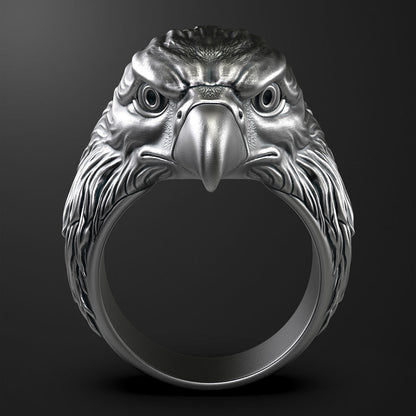Gental Gems by Karat Kings | Unique Designed Eagle Ring |  Sterling Silver Oxidized Ring