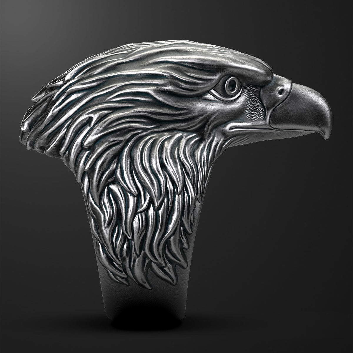Gental Gems by Karat Kings | Unique Designed Eagle Ring |  Sterling Silver Oxidized Ring