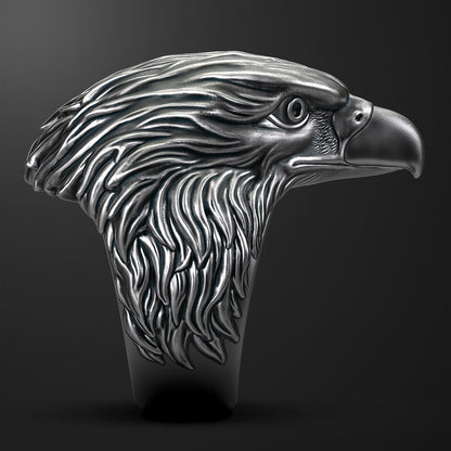 Gental Gems by Karat Kings | Unique Designed Eagle Ring |  Sterling Silver Oxidized Ring