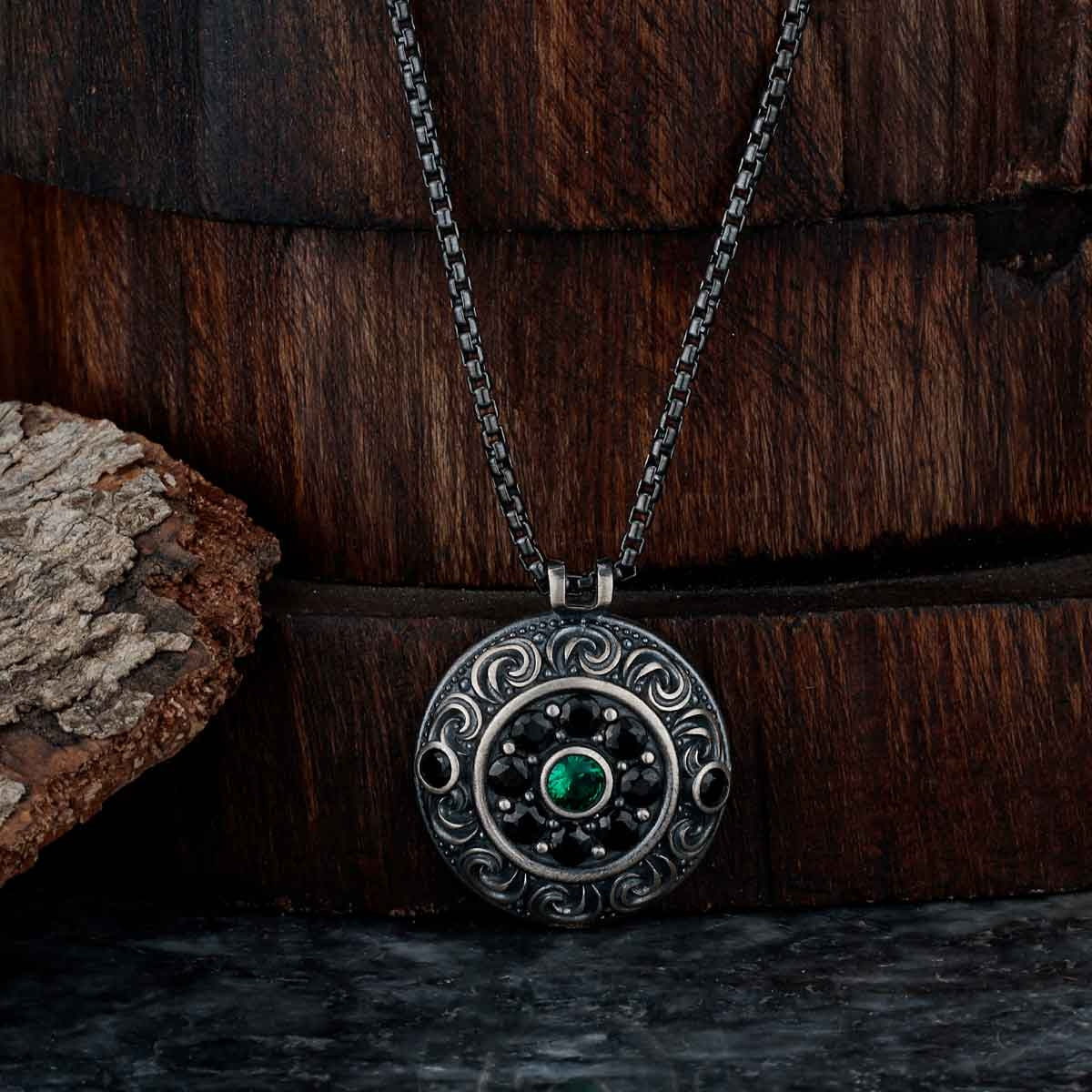 Gental Gems by Karat Kings | Unique Designed Evil Eye Pendant for Men |  Sterling Silver Oxidized Pendant