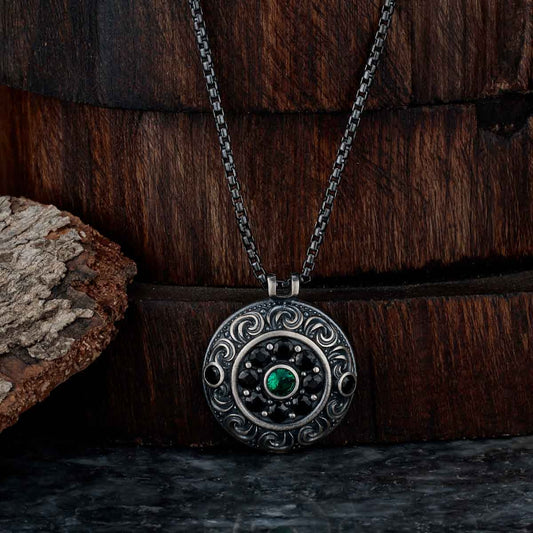 Gental Gems by Karat Kings | Unique Designed Evil Eye Pendant for Men |  Sterling Silver Oxidized Pendant | Men's Jewelry | With Certificate of Authenticity and  Hallmark