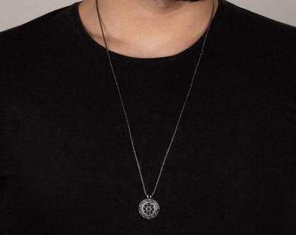 Gental Gems by Karat Kings | Unique Designed Evil Eye Pendant for Men |  Sterling Silver Oxidized Pendant