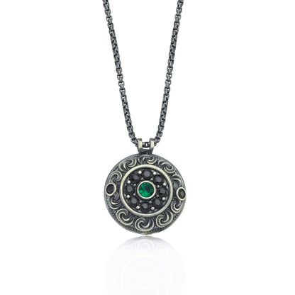 Gental Gems by Karat Kings | Unique Designed Evil Eye Pendant for Men |  Sterling Silver Oxidized Pendant