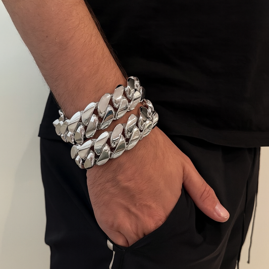 25mm Wide Solid Miami Cuban Link Bracelet |  Sterling Silver Chain | Men's Jewelry | With Certificate of Authenticity and  Hallmark