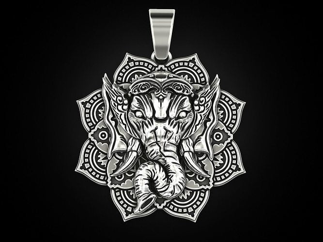 Gental Gems by Karat Kings | Unique Designed Ganesha Pendant |  Sterling Silver Oxidized Pendant | Men's Jewelry | With Certificate of Authenticity and  Hallmark
