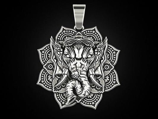 Gental Gems by Karat Kings | Unique Designed Ganesha Pendant |  Sterling Silver Oxidized Pendant | Men's Jewelry | With Certificate of Authenticity and  Hallmark