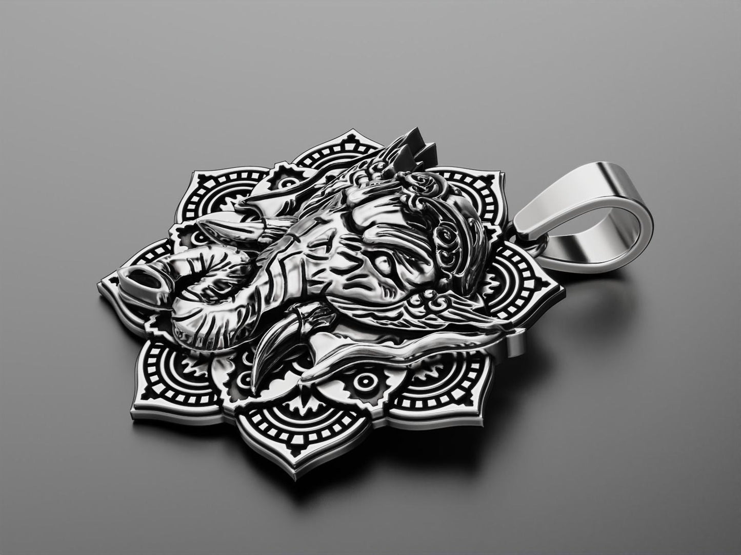 Gental Gems by Karat Kings | Unique Designed Ganesha Pendant |  Sterling Silver Oxidized Pendant | Men's Jewelry | With Certificate of Authenticity and  Hallmark