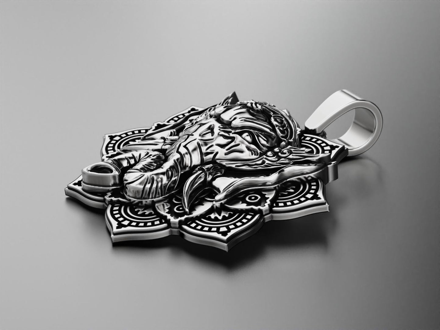 Gental Gems by Karat Kings | Unique Designed Ganesha Pendant |  Sterling Silver Oxidized Pendant | Men's Jewelry | With Certificate of Authenticity and  Hallmark