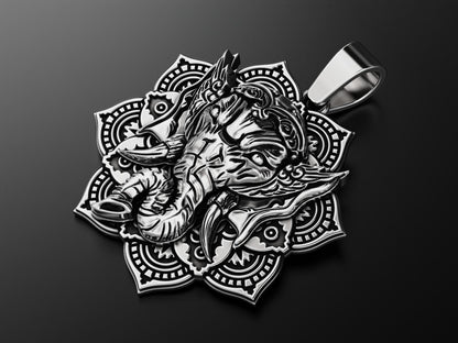 Gental Gems by Karat Kings | Unique Designed Ganesha Pendant |  Sterling Silver Oxidized Pendant | Men's Jewelry | With Certificate of Authenticity and  Hallmark