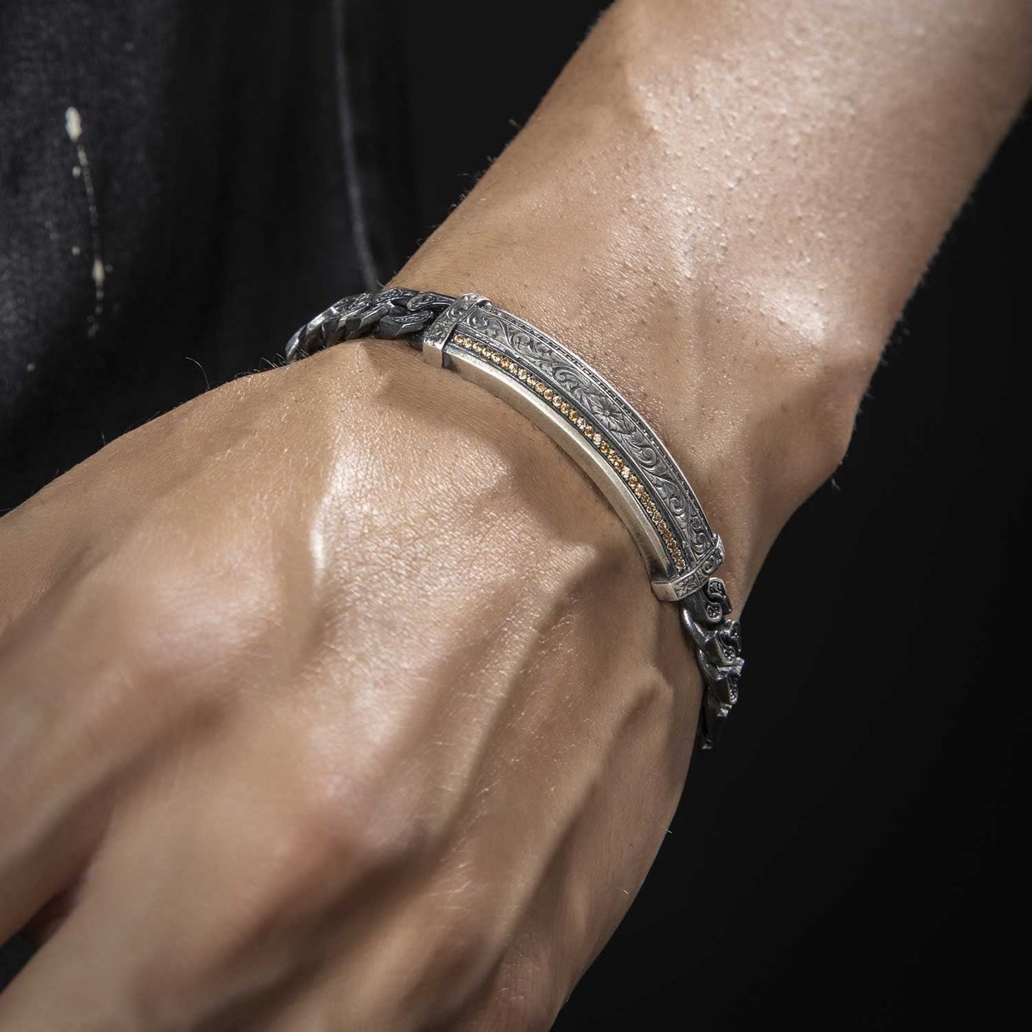 Gental Gems by Karat Kings | Unique Design Engraved Bracelet for Men |  Oxidized Silver Bracelet | Men's Jewelry | With Certificate of Authenticity and  Hallmark