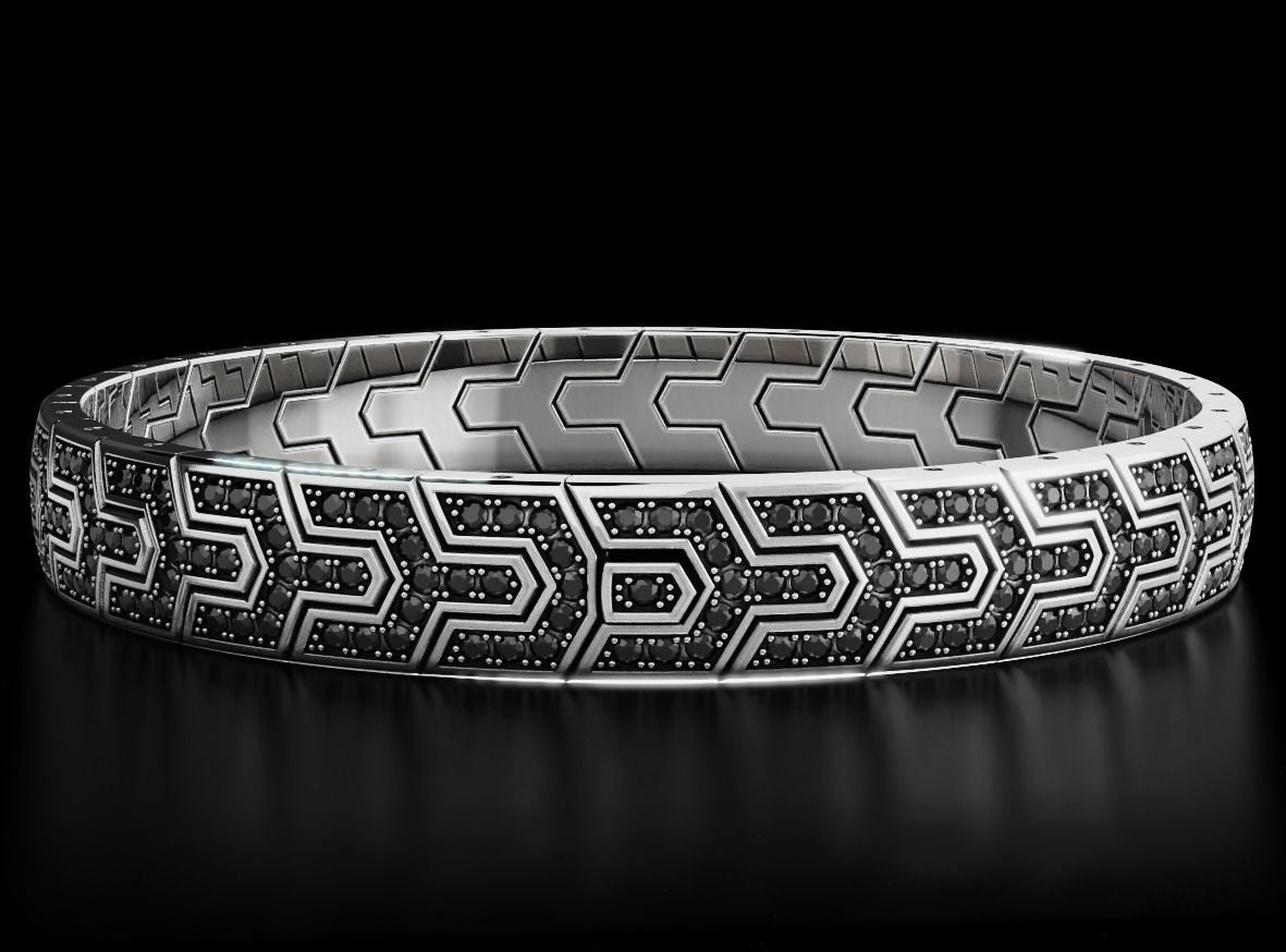 Gental Gems by Karat Kings | Classy Black Iced Bracelet for Men |  Silver Bracelet