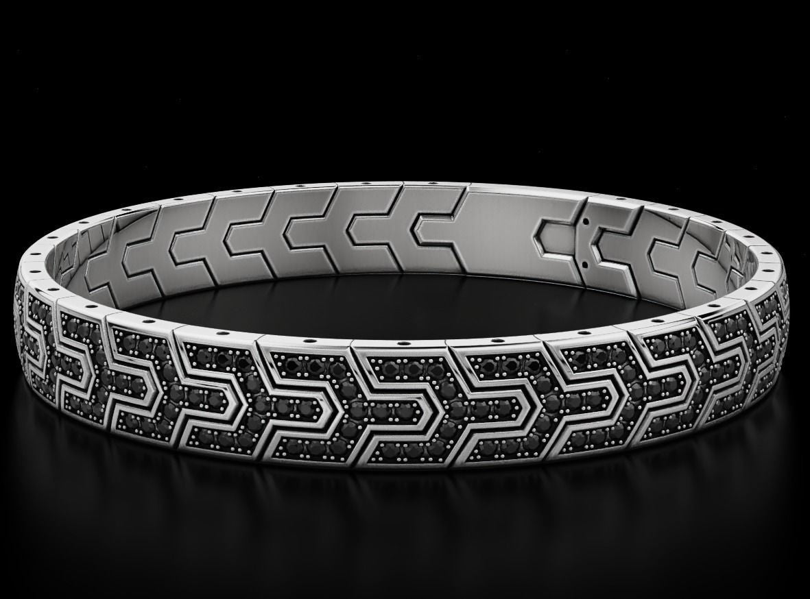 Gental Gems by Karat Kings | Classy Black Iced Bracelet for Men |  Silver Bracelet
