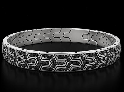 Gental Gems by Karat Kings | Classy Black Iced Bracelet for Men |  Silver Bracelet