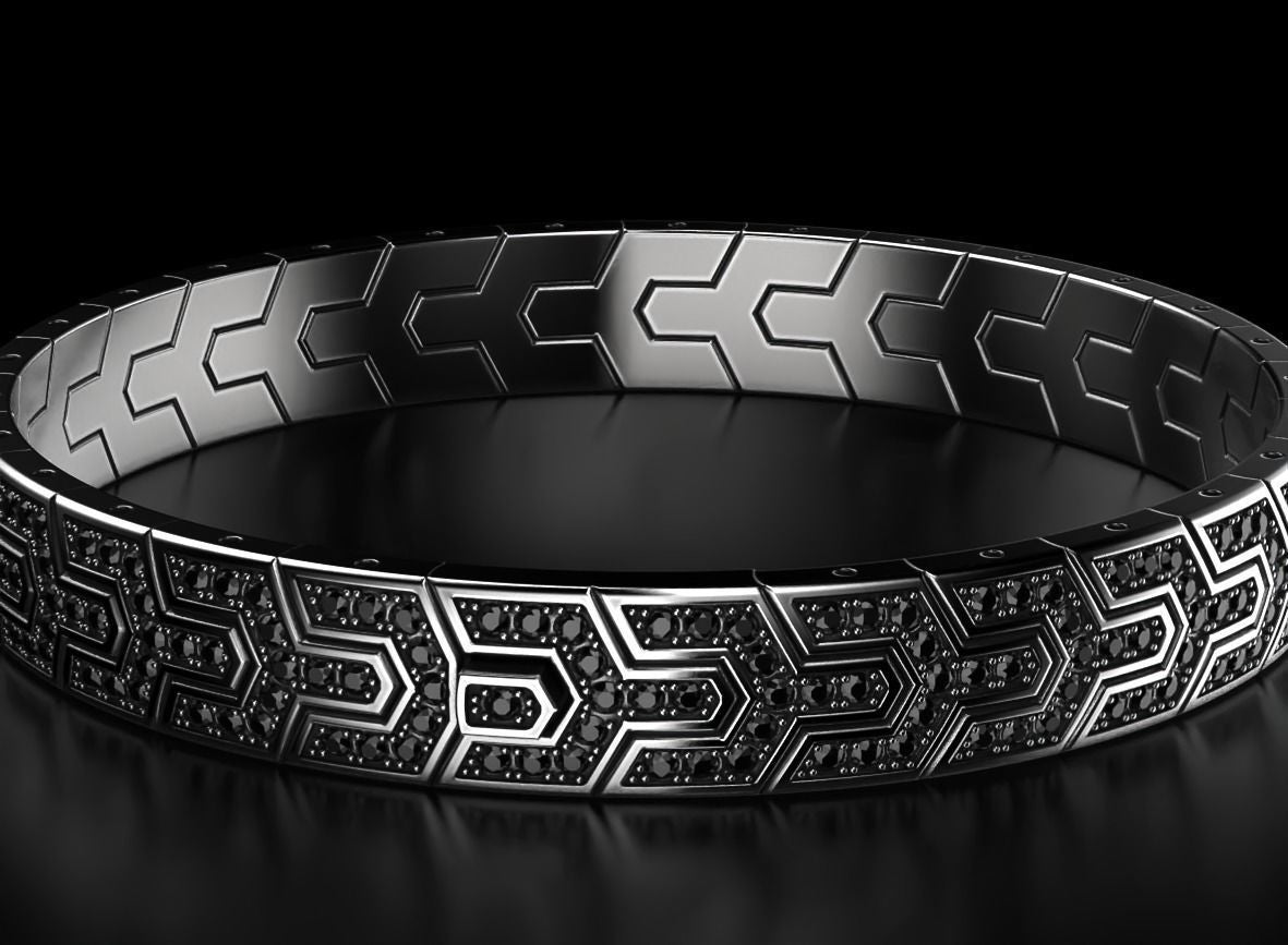 Gental Gems by Karat Kings | Classy Black Iced Bracelet for Men |  Silver Bracelet