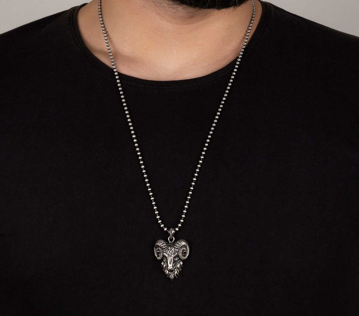 Gental Gems by Karat Kings | Unique Designed Horned Ram Pendant for Aries Zodiac for Men |  Sterling Silver Oxidized Pendant | Men's Jewelry | With Certificate of Authenticity and  Hallmark