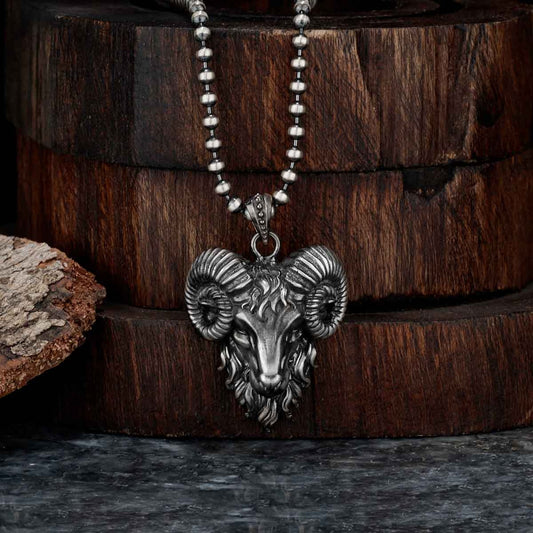 Gental Gems by Karat Kings | Unique Designed Horned Ram Pendant for Aries Zodiac for Men |  Sterling Silver Oxidized Pendant | Men's Jewelry | With Certificate of Authenticity and  Hallmark