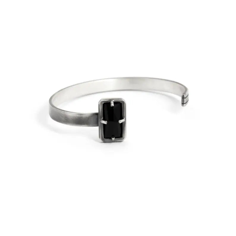 Gental Gems by Karat Kings |  Natural Black Onyx Bracelet for Men |  Sterling Silver Bracelet