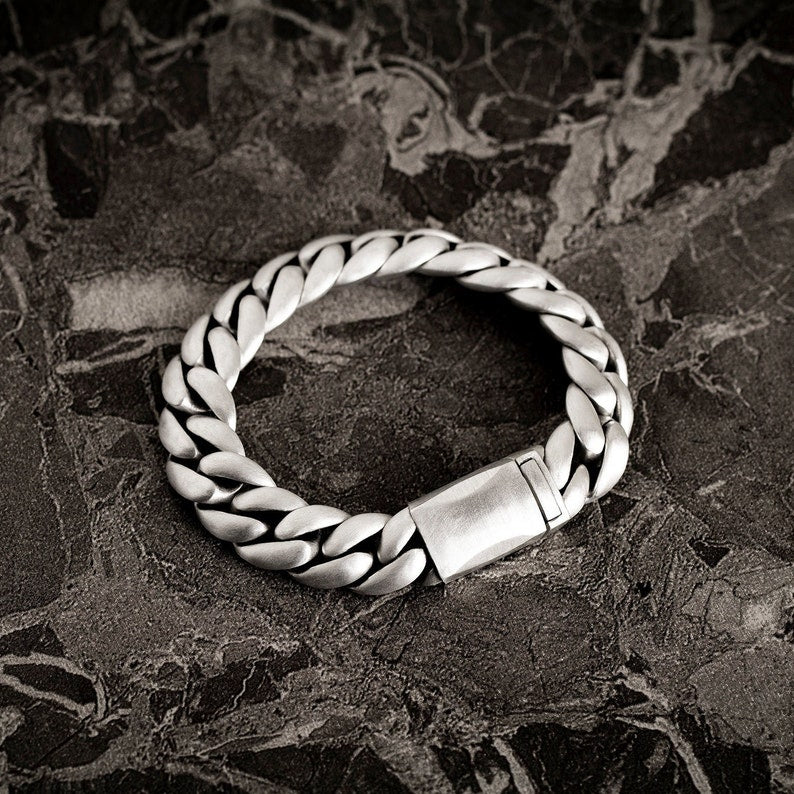 Gental Gems by Karat Kings | 16mm Wide Matt Finish Solid Miami Cuban Link Bracelet  Sterling Silver Bracelet | Men's Jewelry | With Certificate of Authenticity and  Hallmark