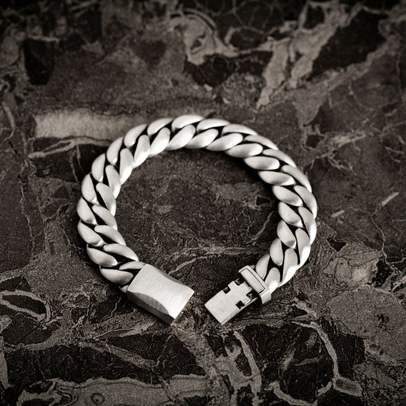 Gental Gems by Karat Kings | 16mm Wide Matt Finish Solid Miami Cuban Link Bracelet  Sterling Silver Bracelet | Men's Jewelry | With Certificate of Authenticity and  Hallmark