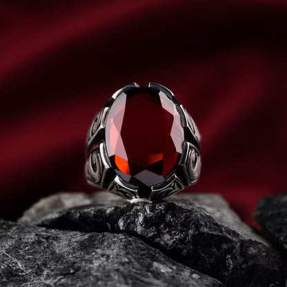 Gental Gems by Karat Kings | Unique Turkish Style Ring with Natural Gomed |  Sterling Silver Oxidized Ring | Men's Jewelry | With Certificate of Authenticity and  Hallmark