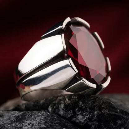 Gental Gems by Karat Kings | Unique Turkish Style Ring with Natural Gomed |  Sterling Silver Oxidized Ring