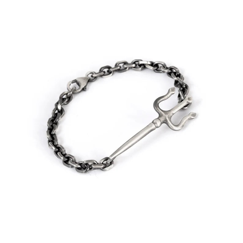Gental Gems by Karat Kings | Unique Trishul Symbol Bracelet For Men |  Sterling Silver Oxidized Bracelet