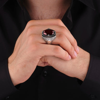 Gental Gems by Karat Kings | Unique Custom Name Style Ring with Natural Gomed |  Sterling Silver Oxidized Ring | Men's Jewelry | With Certificate of Authenticity and  Hallmark