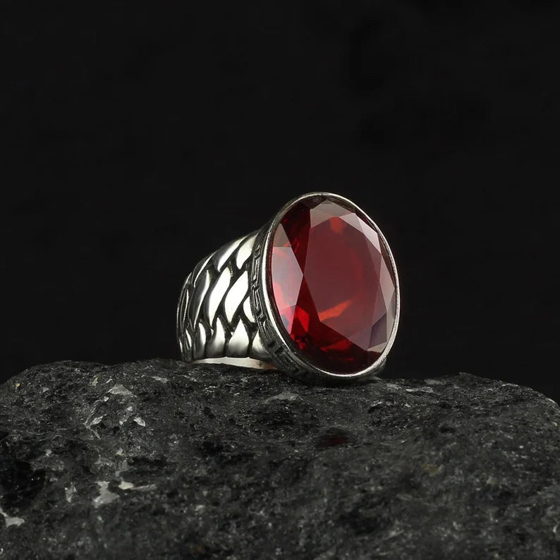 Gental Gems by Karat Kings | Unique Turkish Style Ring with Natural Gomed |  Sterling Silver Oxidized Ring