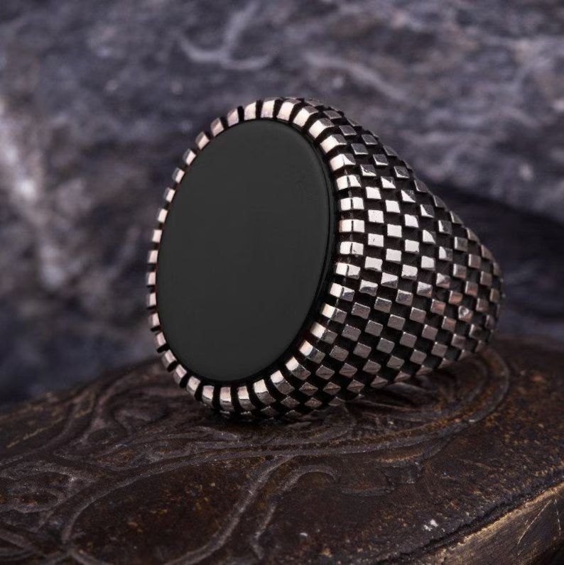 Gental Gems by Karat Kings | Classic Signet Ring with Natural Black Onyx |  Sterling Silver Ring | Men's Jewelry | With Certificate of Authenticity and  Hallmark