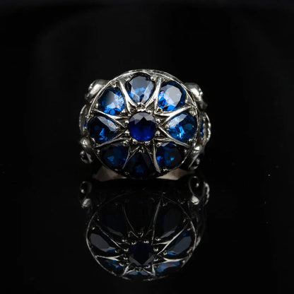 Gental Gems by Karat Kings | Unique Turkish Style Ring with Victorian Blue Zircon |  Sterling Silver Oxidized Ring | Men's Jewelry | With Certificate of Authenticity and  Hallmark