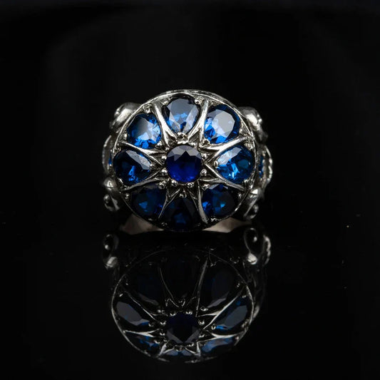 Gental Gems by Karat Kings | Unique Turkish Style Ring with Victorian Blue Zircon |  Sterling Silver Oxidized Ring | Men's Jewelry | With Certificate of Authenticity and  Hallmark