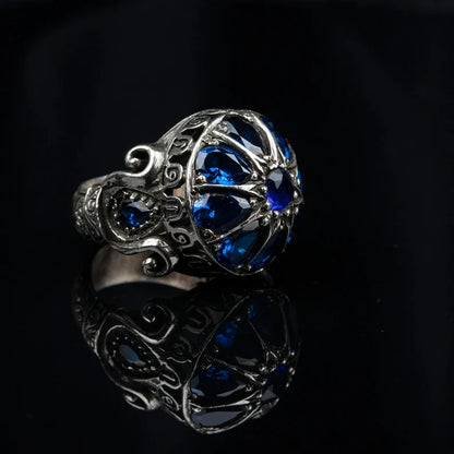 Gental Gems by Karat Kings | Unique Turkish Style Ring with Victorian Blue Zircon |  Sterling Silver Oxidized Ring | Men's Jewelry | With Certificate of Authenticity and  Hallmark