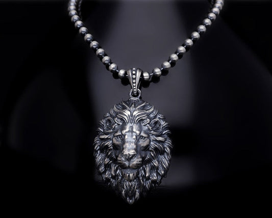 Unique Designed Lion Pendant for Men |  Sterling Silver Oxidized Pendant | Men's Jewelry | With Certificate of Authenticity and  Hallmark