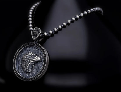 Gental Gems by Karat Kings | Unique Designed Eagle Pendant for Men |  Sterling Silver Oxidized Eagle Pendant