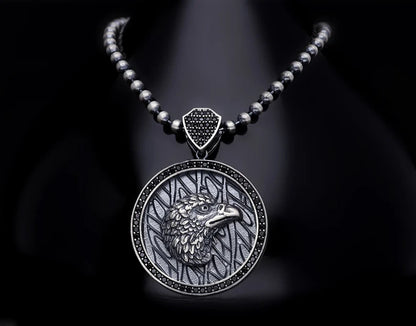 Gental Gems by Karat Kings | Unique Designed Eagle Pendant for Men |  Sterling Silver Oxidized Eagle Pendant