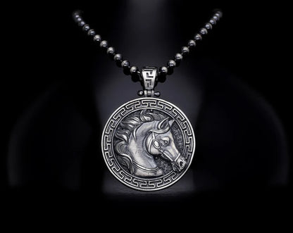 Gental Gems by Karat Kings | Unique Designed Horse Pendant for Men |  Sterling Silver Oxidized Pendant