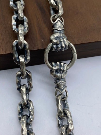 Gental Gems by Karat Kings | 12mm Unique Fist Chain with Vintage Oxidized finish |  Sterling Silver