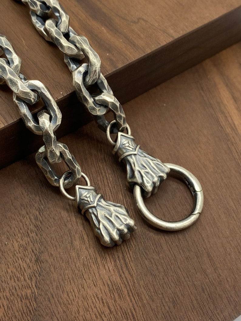 Gental Gems by Karat Kings | 12mm Unique Fist Chain with Vintage Oxidized finish |  Sterling Silver
