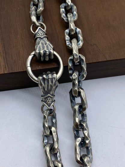 Gental Gems by Karat Kings | 12mm Unique Fist Chain with Vintage Oxidized finish |  Sterling Silver