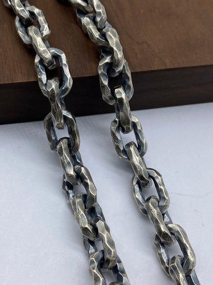 Gental Gems by Karat Kings | 12mm Unique Fist Chain with Vintage Oxidized finish |  Sterling Silver