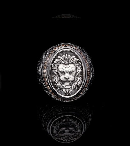 Gental Gems by Karat Kings | Unique Designed Lion Ring |  Sterling Silver Oxidized Ring | Men's Jewelry | With Certificate of Authenticity and  Hallmark