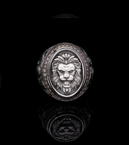 Gental Gems by Karat Kings | Unique Designed Lion Ring |  Sterling Silver Oxidized Ring | Men's Jewelry | With Certificate of Authenticity and  Hallmark