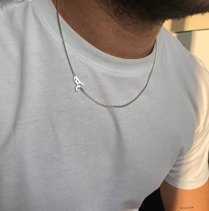 Gental Gems by Karat Kings | Minimalist Solid 4mm Miami Cuban Link Chain with Custom Name Initial (Rhodium Plated) |  Sterling Silver Chain