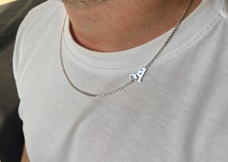 Gental Gems by Karat Kings | Minimalist Solid 4mm Miami Cuban Link Chain with Custom Name Initial (Rhodium Plated) |  Sterling Silver Chain