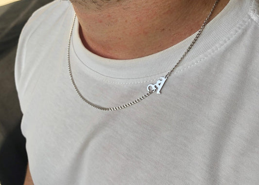 Gental Gems by Karat Kings | Minimalist Solid 4mm Miami Cuban Link Chain with Custom Name Initial (Rhodium Plated) |  Sterling Silver Chain
